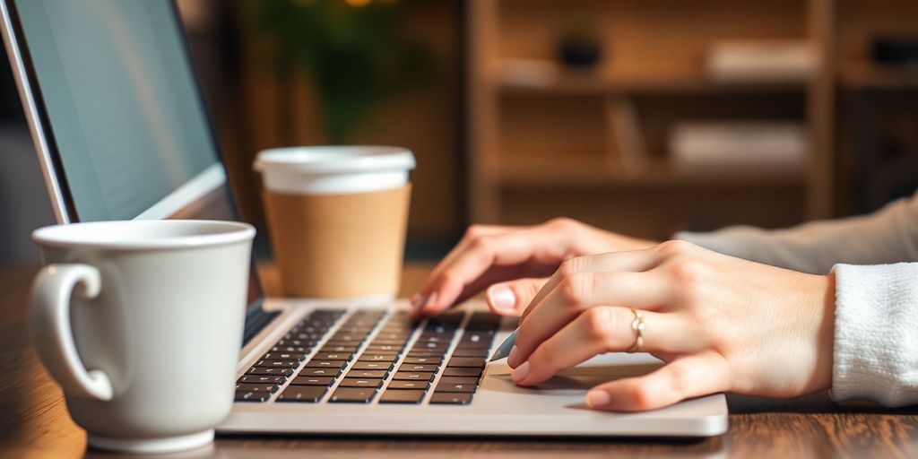 Top 10 Free Traffic Sources to Boost Any Website in 2025 2 Blogger typing on laptop, content marketing.